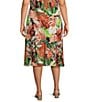Kasper Plus Printed Jersey Knit Pull On Midi Skirt - Image 2