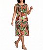 Kasper Plus Printed Jersey Knit Pull On Midi Skirt - Image 3