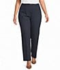 Kasper Plus Pull-On Denim Compression Faux Fly Coordinating Trousers - Image 1