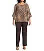 Kasper Plus Ruffle Sleeve Animal Print Blouse, Color:Rich Chocolate multi - Image 3