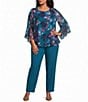 Kasper Plus Ruffle Sleeve Printed Chiffon Blouse - Image 3