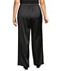 Kasper Plus Satin Elastic Back Pull On Trouser Pants, Color:Black - Image 2