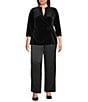 Kasper Plus Satin Elastic Back Pull On Trouser Pants, Color:Black - Image 3
