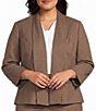 Kasper Plus Shawl Collar Houndstooth Cuffed Cardigan - Image 1