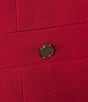 Kasper Plus Size Collarless Rolled Cuff 3/4 Sleeve Button Pocket Cardigan, Color:Fire Red - Image 4