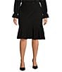 Kasper Plus Size Compression Pull-On Flounce Skirt, Color:Black - Image 1