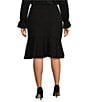 Kasper Plus Size Compression Pull-On Flounce Skirt, Color:Black - Image 2