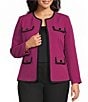 Kasper Plus Size Contrast Trim Open Front Blazer - Image 1