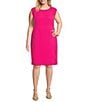 Kasper Plus Size Crepe Cap Sleeve Princess Seam Sheath Dress, Color:Pink Perfection - Image 1