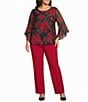 Kasper Plus Size Crepe High Waist Straight Leg Flat Front Pants - Image 3
