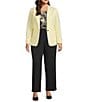 Kasper Plus Size Crepe Notch Lapel One Button Blazer, Color:Pale Yellow - Image 4