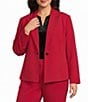 Kasper Plus Size Crepe Notch Lapel One Button Front Blazer - Image 1