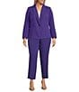 Kasper Plus Size Crepe Panel Seamed One-Button Jacket, Color:Regal Purple - Image 3