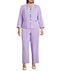 Kasper Plus Size Crepe Seamed Buckle Trim Pockets Cardigan Jacket - Image 3