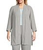 Kasper Plus Size Crinkle Open Front Duster Cardigan, Color:Heather Grey - Image 1