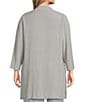 Kasper Plus Size Crinkle Open Front Duster Cardigan, Color:Heather Grey - Image 2