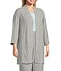 Kasper Plus Size Crinkle Open Front Duster Cardigan, Color:Heather Grey - Image 3