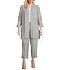 Kasper Plus Size Crinkle Pull On Wide Leg Crop Pants, Color:Heather Grey - Image 3