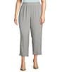 Kasper Plus Size Crinkle Pull On Wide Leg Crop Pants, Color:Heather Grey - Image 1