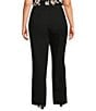 Color:Black - Image 2 - Plus Size Flat Front Twill Wide Leg Pull-On Pants
