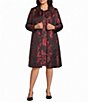 Kasper Plus Size Floral Jacquard Point Collar Button Front Topper - Image 1
