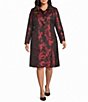 Kasper Plus Size Floral Jacquard Point Collar Button Front Topper - Image 3