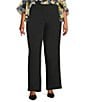 Kasper Plus Size Fly Front Stretch Crepe Wide Leg Pants, Color:Black - Image 1