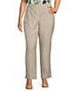 Color:Summer Straw - Image 1 - Plus Size Linen Fly Front Elastic Back Pant
