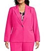 Kasper Plus Size Long Sleeve Hardware Pocket Crepe Jacket - Image 3