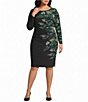 Kasper Plus Size Long Sleeve Printed Side Pleat Dress - Image 1