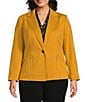Color:Marigold - Image 1 - Plus Size Notch Collar Long Sleeve Ponte Blazer