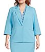 Kasper Plus Size One Button Notch Collar With Cuffed Sleeves Blazer - Image 3