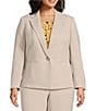 Color:Summer Straw - Image 1 - Plus Size Pebble Crepe Notch Lapel Long Sleeve Seamed Coordinating One Button Jacket