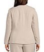 Color:Summer Straw - Image 2 - Plus Size Pebble Crepe Notch Lapel Long Sleeve Seamed Coordinating One Button Jacket