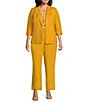 Color:Butterscotch Multi - Image 3 - Plus Size Pleated Keyhole Neck Sleeveless Fitted Top