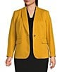Color:Marigold - Image 1 - Plus Size Ponte Shawl Collar Long Sleeve Blazer