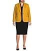 Color:Marigold - Image 3 - Plus Size Ponte Shawl Collar Long Sleeve Blazer