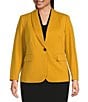 Color:Marigold - Image 4 - Plus Size Ponte Shawl Collar Long Sleeve Blazer