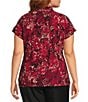 Kasper Plus Size Printed Jersey V-Neck Cap Sleeve Pullover Top - Image 2