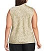 Kasper Plus Size Printed Satin Tie Neck Sleeveless Blouse, Color:Pale Yellow Multi - Image 2