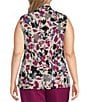 Kasper Plus Size Printed V-Neck Sleeveless Tie Front Blouse, Color:Vanilla Ice/Cerise Multi - Image 2