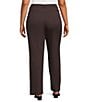 Kasper Plus Size Pull On Faux Fly Trouser Pants, Color:Rich Chocolate - Image 2