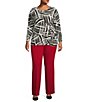 Color:Black/Vanilla Ice - Image 3 - Plus Size Scattered Stripe Print Tie Front Waist Long Sleeve Blouse