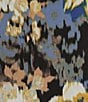 Kasper Plus Size Scoop Pleated Neck Hardware Detail Abstract Floral Printed Knit Jersey Blouse, Color:Black Multi - Image 4
