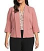 Kasper Plus Size Shawl Collar 3/4 Sleeve Open Front Crepe Jacket, Color:Tea Rose - Image 1