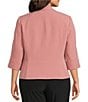 Kasper Plus Size Shawl Collar 3/4 Sleeve Open Front Crepe Jacket, Color:Tea Rose - Image 2