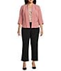 Kasper Plus Size Shawl Collar 3/4 Sleeve Open Front Crepe Jacket, Color:Tea Rose - Image 3