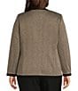 Kasper Plus Size Shimmer Herringbone Framed Patch Pocket Lady Jacket, Color:Black/Toffee - Image 2