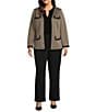 Kasper Plus Size Shimmer Herringbone Framed Patch Pocket Lady Jacket, Color:Black/Toffee - Image 3