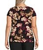 Kasper Plus Size Short Sleeve Floral Print Cowl Neck Blouse, Color:Multi - Image 2